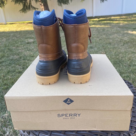 NWT/ NIB Sperry Boys Harbor Duck Boots Tan/Brown (Size 1) - Picture 4 of 7